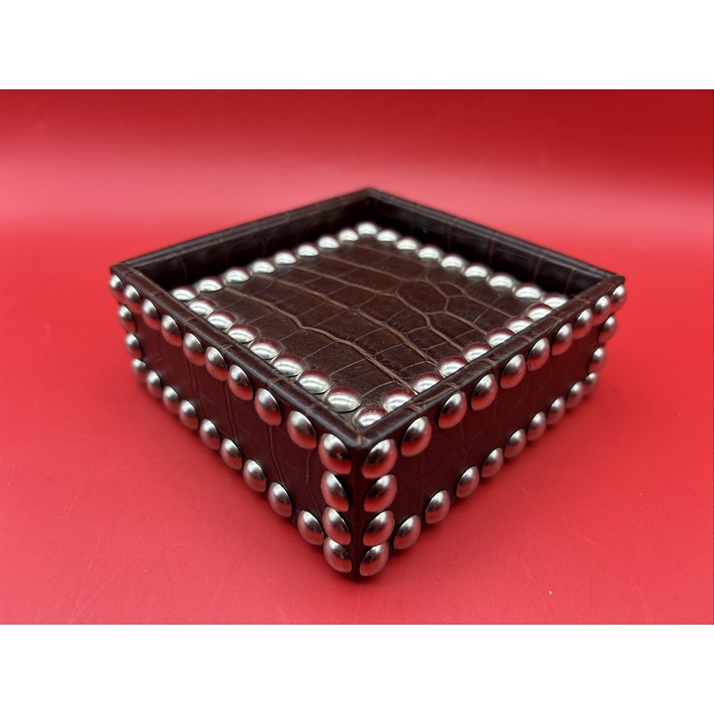 VTG Dransfield & Ross Crocodile Brown Coasters Set of 4 Barware - Read